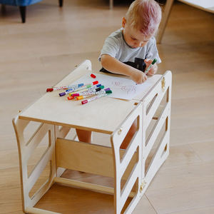 <span class=keywords><strong>2</strong></span> en <span class=keywords><strong>1</strong></span> Chaise haute pour enfant debout Aide de cuisine Hauteur réglable Tabouret en bois massif pliable <span class=keywords><strong>Tour</strong></span> d'apprentissage de cuisine - Product Image 5