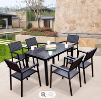 Restaurant extérieur Patio Jardin Plastique Meubles en bois Aluminium brossé Extérieur Carré Rond Table à manger et ensembles de chaises