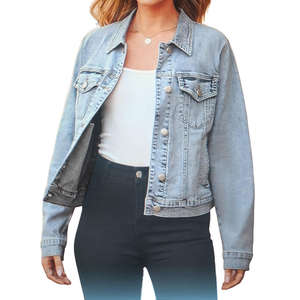 Chaqueta Vaquera Corta Estilo Vintage para Mujer, Color Azul Claro, con Decoración de Botones y Técnica de Lavado, para Primavera y Otoño - Product Image 5