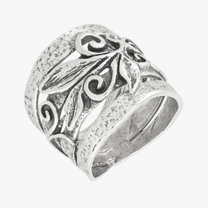 CASA DE PLATA Anillo de textura de Plata de Ley 925 para mujer Anillos de racimo de ajuste invisible para regalos - Product Image 2
