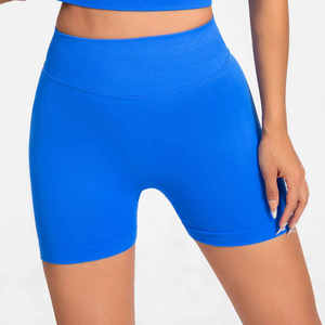 Pantalones cortos atléticos de poliéster de cintura alta para mujer, pantalones cortos de gimnasio personalizados para correr, Yoga, pantalones cortos de motorista transpirables - Product Image 4