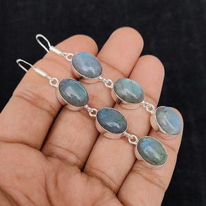 Pendientes de Labradorita Multicolor con Plata 925, Pendientes Colgantes Hechos a Mano, Joyería Boho de Cristal, Regalo para Ella - Product Image 1