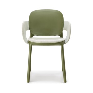 Modern Dining Armchair Recycled Polymer <b>Shell</b> Upholstered Seat Cushion and Back Band for Restaurant Hotel Lounge Made in Italy - Product Image 4
