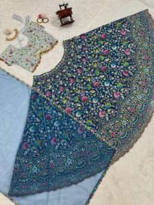 Lehengha détails tissu Chinon fil de travail avec Sequnce taille jusqu'à 44 intérieur Micro - Product Image 3