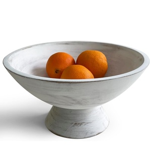 Nouveau bol à fruits en bois massif artisanal de luxe avec un profil incurvé large et une base ronde lourde Bol de service en bois naturel - Product Image 3