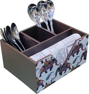 Double Tier Eco-Friendly Wooden Spoon <b>Stand</b> <b>Cutlery</b> Holder for Kitchen Tableware Storage Organizer - Product Image 6