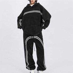 Vente en gros de survêtement Ensemble pantalon et capuche épais Ensemble de jogging Hauts à capuche en molleton de coton pour femmes Ensemble de costume Streetwear - Product Image 4