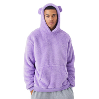 Sweat à capuche surdimensionné pour homme personnalisé avec poche avant, design cornes, tissu en polaire sherpa, écologique, unisexe