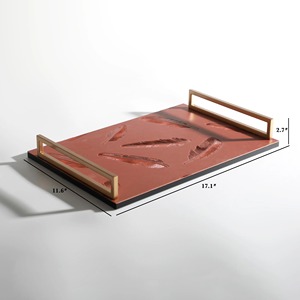 ถาดเสิร์ฟหนังแฮนด์เมดสุดหรูถาดขนนกลายนูนทันสมัยของตกแต่งบ้านโรงแรมที่วางเครื่องใช้บนโต๊ะอาหารอุปกรณ์จัดงานแต่งงาน - Product Image 3