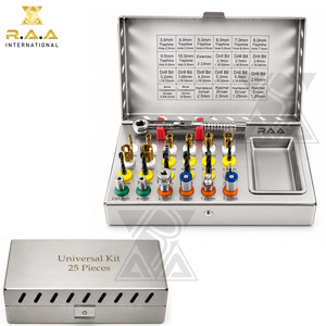 Kit de forets chirurgicaux en acier pour implants dentaires, trephines, clé dynamométrique universelle, 25 pièces, CE R.A.A. INTERNATIONAL RAA-135, garantie 3 ans - Product Image 6