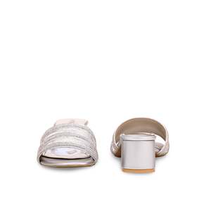 Sandales à talons argentées Pantoufle fantaisie FN7830 - Product Image 2