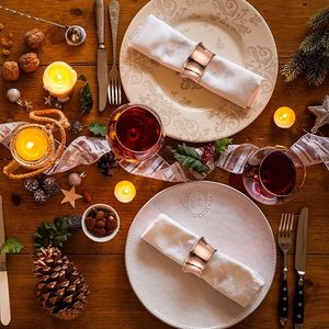 Rond de serviette en rotin Fleur Décor de table de Noël indien exclusif avec bois papier métal fabriqué à la main Style parfait - Product Image 4