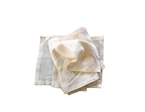 "Manteles individuales clásicos de algodón de lino con esquinas ingleteadas y dobladillo de puntos blancos" - Product Image 1