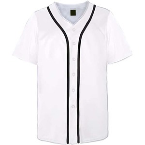 Maillot de baseball en polyester à évacuation de l'humidité pour hommes, vêtements de sport boutonnés pour softball, brodés, respirants et confortables - Product Image 1