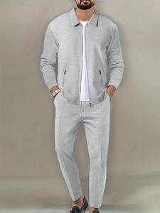 Survêtements unisexe 100% coton Sweat à capuche respirant avec impression personnalisée Ensemble de pantalons de survêtement d'hiver solides pour hommes - Product Image 5