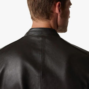 Chaqueta de cuero ajustada Bomber marrón para hombre Chaqueta de cuero para hombre en color marrón intenso - Product Image 6