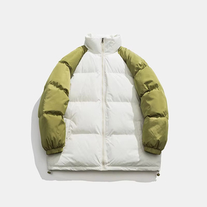 แจ็กเก็ตขนปลาปักเป้าสำหรับผู้ชาย, แจ็กเก็ตหนาแบบมีซิปสไตล์ใหม่แขนสีตัดกันสำหรับคู่รัก - Product Image 3