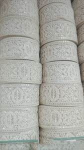 Dentelle brodée de fleurs 3D blanches, garniture de robe de mariée, tissu de luxe, robe de créateur, bordure de vêtement, accessoires - Product Image 2