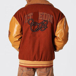 Vestes Letterman à col rabattu de haute qualité Vestes universitaires personnalisées brodées Patchwork en cuir à manches pour hommes - Product Image 2