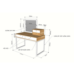 Cómoda Moderna BTD68043 con 2 Cajones, Madera de Caucho y Roble MDF, Patas de Hierro y Tapa de Vidrio, Diseño de Muebles Antiguos para Dormitorio - Product Image 6