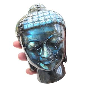 Tête de bouddha tibétain, Labradorite, Sculpture de pierres précieuses, pidras naturelles, cristal de guérison fabriqué à la main - Product Image 4