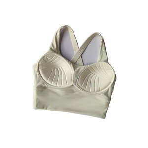 Soutien-gorge de sport de course à pied blanc personnalisable soutien élevé sans fil ajusté solide pleine coupe fermeture arrière respirant - Product Image 3