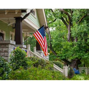 American <b>Flag</b> 4x6 Ft Gold Fringed Embroidered Stars Pennant Style Lower Stitches Indoors Use Made in USA - Product Image 3
