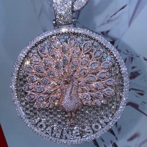 IGI certificado 925 plata esterlina 14K/18k oro sólido Pavo Real colgante para hombres personalizado VVS Moissanite diamante estilo Hip Hop fino - Product Image 4