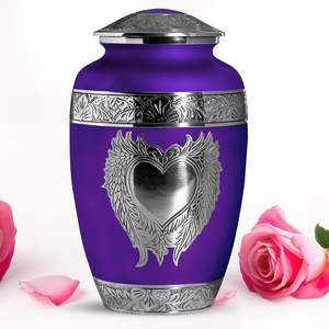 โกศปีกสีม่วงขนาดใหญ่สำหรับขี้เถ้ากระดูกมนุษย์โกศสำหรับผู้ใหญ่ขี้เถ้าโกศสำหรับขี้เถ้าขี้เถ้าผู้ใหญ่ผู้ชายปีกนางฟ้าขนาดกำหนดเองได้ - Product Image 1