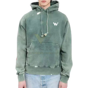 Meilleure vente Sweat à capuche en molleton délavé à l'acide pour hommes, vêtements d'hiver personnalisés avec éclaboussures de peinture sur les manches, sweats à capuche thermiques à motif imprimé - Product Image 1