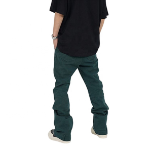 Vente chaude hommes pleine longueur vêtements de rue mode pantalons empilés 100% coton plaine Flare pantalons de survêtement avec taille haute - Product Image 5