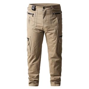 Pantalon de survêtement noir, multi-poches, ripstop, imperméable, 100% coton, taille élastique, résistant à l'usure, pour l'hiver, entraînement, pêche, travail - Product Image 4