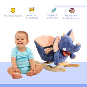 HOMCOM Wooden <b>Rocking</b> <b>Horse</b> <b>Elephant</b> for Children 60x33x45cm - Product Image 6