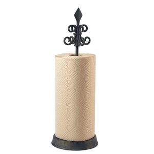 Porte-rouleau d'essuie-tout en métal, fer et cœur blanc Porte-serviettes sur pied Distributeur de rouleaux - Product Image 2