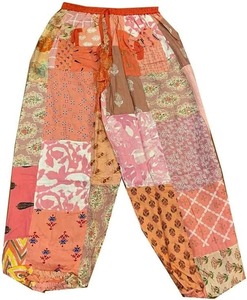 Vente en gros de pantalons harem patchwork toutes saisons avec taille élastique vêtements de festival d'été pour femmes et hommes avec poches - Product Image 3