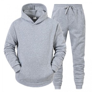 Ensemble de jogging pour homme, motif uni, ensemble deux pièces, pantalon élastique, taille plus, survêtement d'hiver, 100% coton, respirant, séchage rapide - Product Image 4