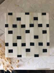Caja de almacenamiento cuadrada con incrustaciones de hueso blanco y negro hecha a mano de lujo, organizador decorativo a cuadros para cajas de joyería para el hogar y la Oficina - Product Image 3