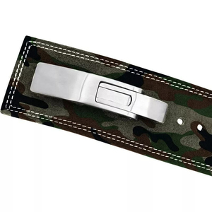 Camo Sublimated Gym Leather Power Belt Entrenamiento Heavy Duty Levantamiento de pesas Palanca Hebilla Powerlifting Belt - Product Image 5