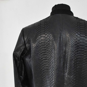 Áo Khoác Da Nữ Dập Nổi Da Trăn Màu Đen Da Bò Thật Phong Cách Bomber Da Lộn Mới - Product Image 4