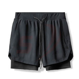 Short de gym décontracté pour homme avec logo personnalisé Short de basket-ball et de course respirant Motif solide Impression numérique écologique - Product Image 2