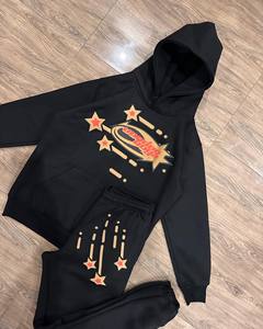 Survêtement à capuche imprimé numérique 100% coton pour hommes survêtement Hip Hop léger à séchage rapide en noir pour l'hiver - Product Image 4