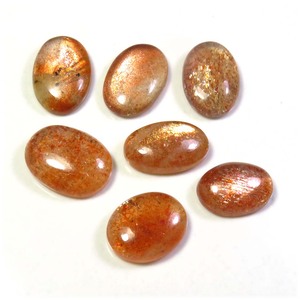 Cầu Vồng Phi Sunstone Loose Đá Quý Mịn Hình Bầu Dục Tự Nhiên Màu Cam Chơi Lấp Lánh 16x11-18.5x12.5 mét Ba Lan Cabochon Đồ Trang Sức - Product Image 1