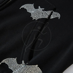 Último estilo Nueva llegada Color sólido Hombres Rhinestone sudaderas con capucha Algodón Poliéster Venta al por mayor Hombres Rhinestone sudaderas con capucha - Product Image 5