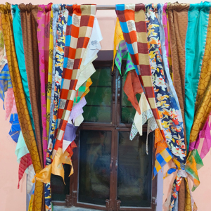Indian Vintage Sari Silk <b>Fringe</b> <b>Curtain</b> Modern Hotel Cafe Home Decor Knitted Window Shade for Bedroom Living Room Dining Room - Product Image 1