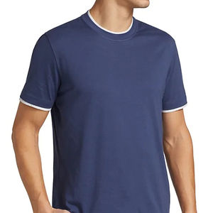 Camisetas de manga corta de algodón 100% para hombre, cuello redondo con ribete en contraste, bolsillo en el pecho, logotipo personalizado y diseño, impresión Digital - Product Image 1