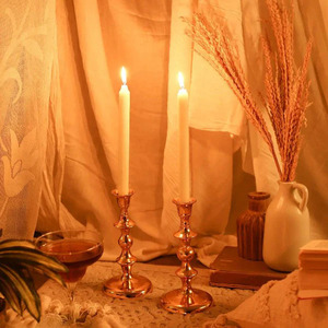 Gold Plated <b>Candle</b> Holder Elegant Romantic Luxury Christmas Room Decorative Crafts Elegant <b>Dinner</b> Light Metal Home Ornament - Product Image 1