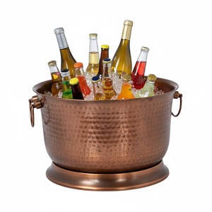 Seau à glace en métal de qualité supérieure avec poignée, finition en laiton antique, seau à glace pour champagne pour les fêtes, les bars et les refroidisseurs à vin - Product Image 5