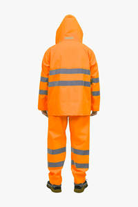 Conjunto de pantalones y chaqueta impermeables ligeros de poliéster respetuosos con el medio ambiente reflectante de alta visibilidad, seguridad Industrial duradera para exteriores - Product Image 4