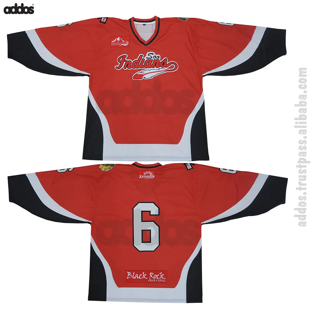 Latest Design Sublimated Ice Hockey Jersey Printing Logo Custom Design Red Black Custom Colors High Quality Hockey Jersey