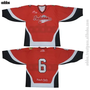 Nieuwste Ontwerp Gesublimeerd Ijshockey Jersey Afdrukken Logo Custom Design Rood Zwart Custom Kleuren Hoge Kwaliteit Hockey Jersey